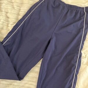 Blue and white track pants